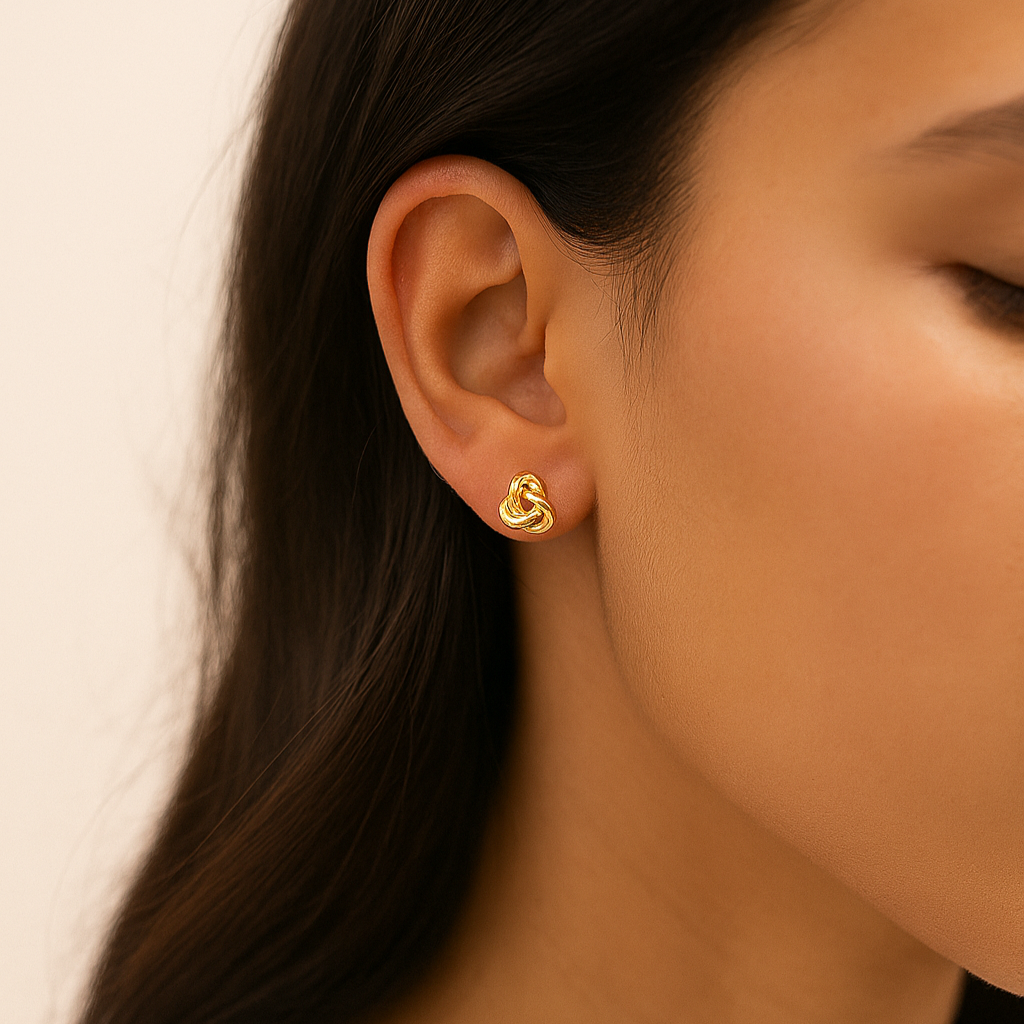 Love Knot Stud Earrings - 14K gold