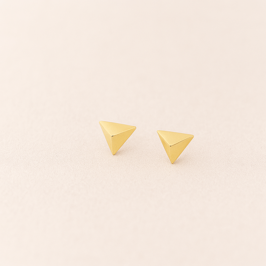 Mini Pyramid Stud Earrings – 14K Gold