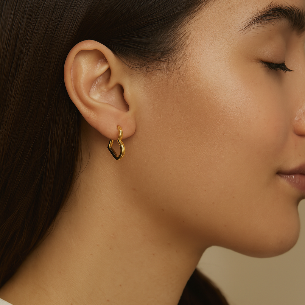 Heart Hoop Earrings – 14K Gold