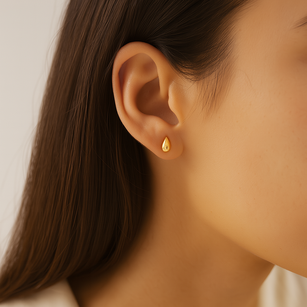 Polished Teardrop Stud Earrings – 14K Gold