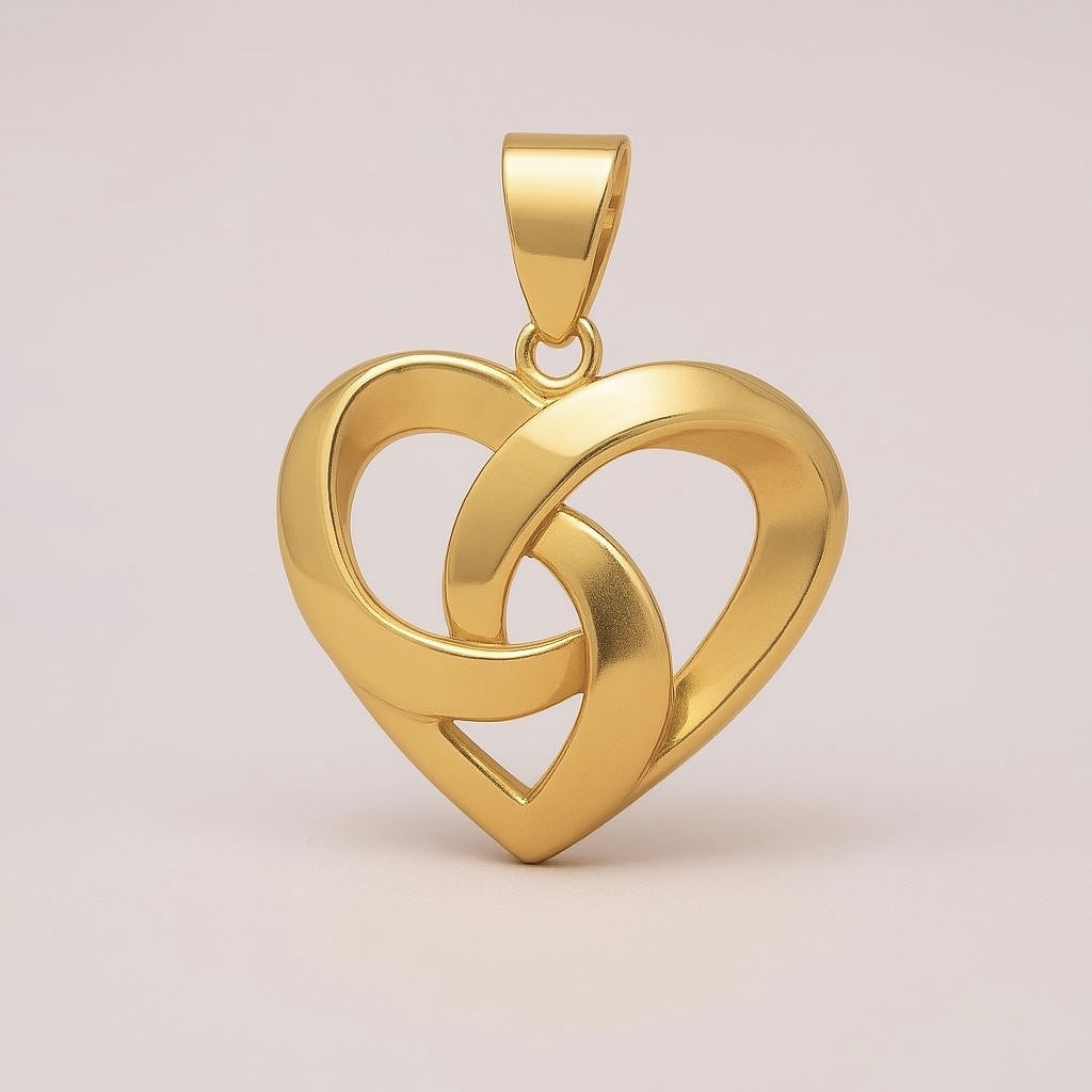 Intertwined Heart Pendant – 14K Gold