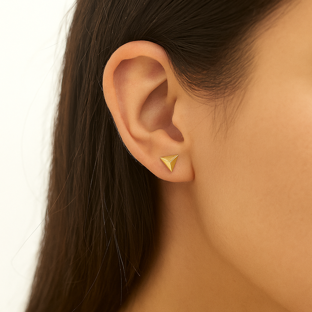 Mini Pyramid Stud Earrings – 14K Gold