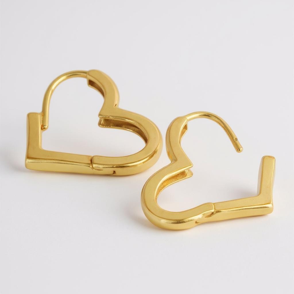 Heart Hoop Earrings – 14K Gold