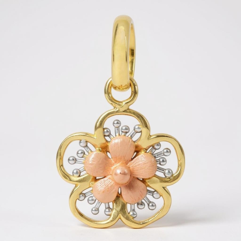 Three-Tone Blossom Pendant – 14K Gold