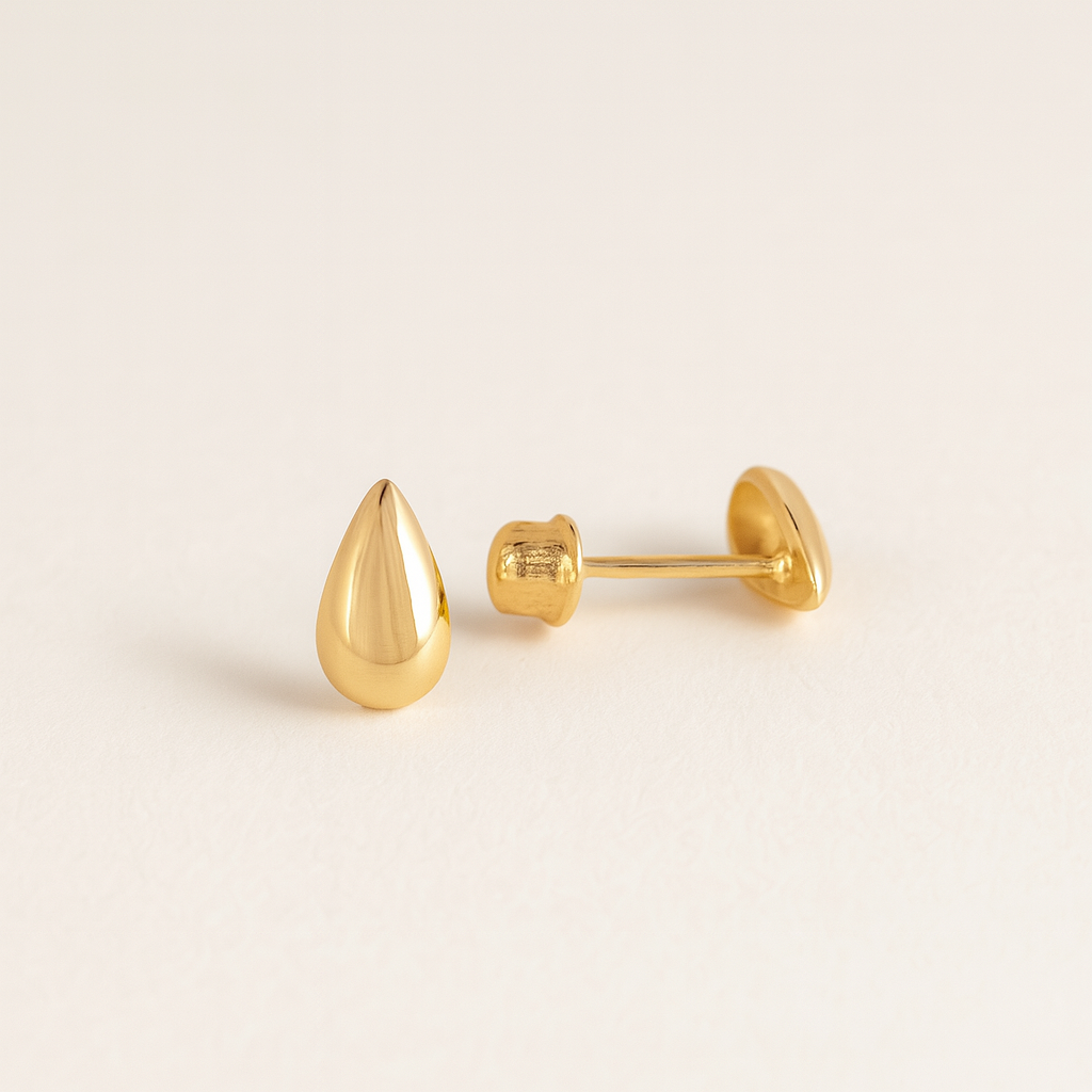 Polished Teardrop Stud Earrings – 14K Gold