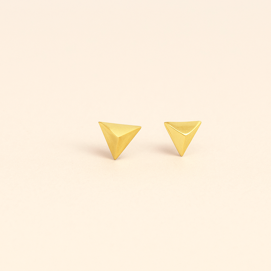 Mini Pyramid Stud Earrings – 14K Gold