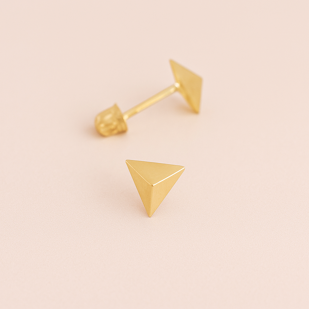 Mini Pyramid Stud Earrings – 14K Gold