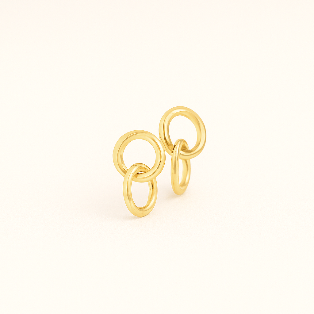 Mini Interlock Stud Earrings – 14K Gold