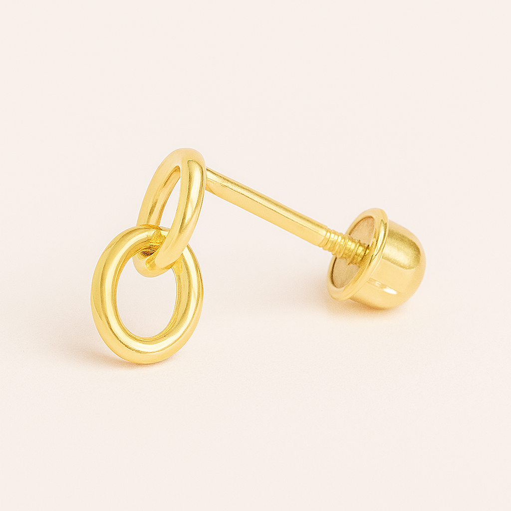 Mini Interlock Stud Earrings – 14K Gold