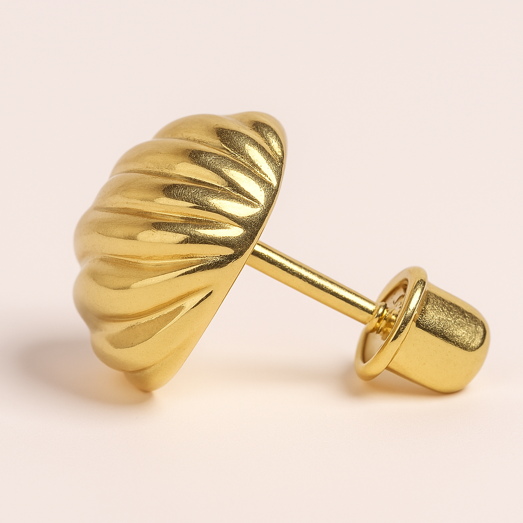 Shell Dome Stud Earrings – 14K Gold