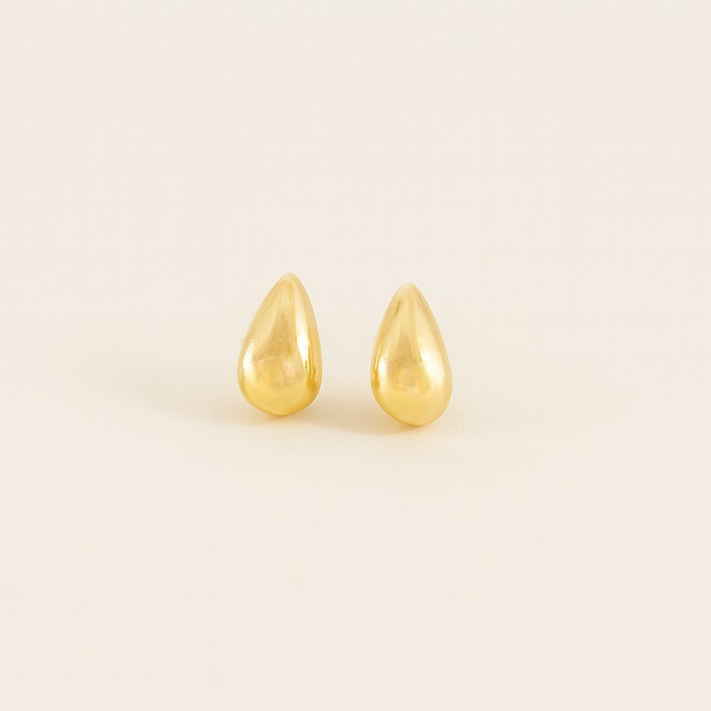 Polished Teardrop Stud Earrings – 14K Gold