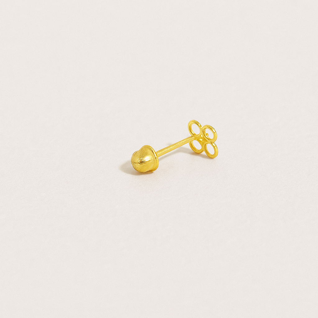 Floral Loop Stud Earrings – 14K Gold with CZ