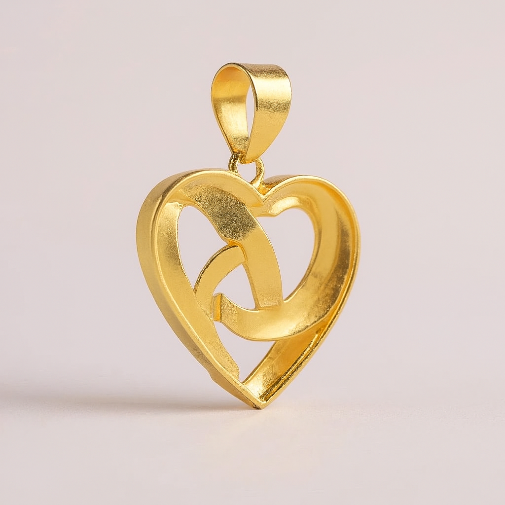 Intertwined Heart Pendant – 14K Gold