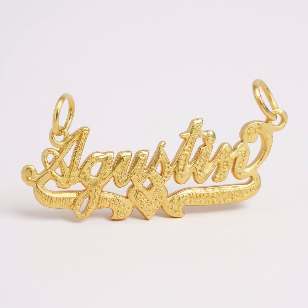 Handcrafted Personalized Solid Gold Name Pendant – Diamond Cut Engraved with underline and heart