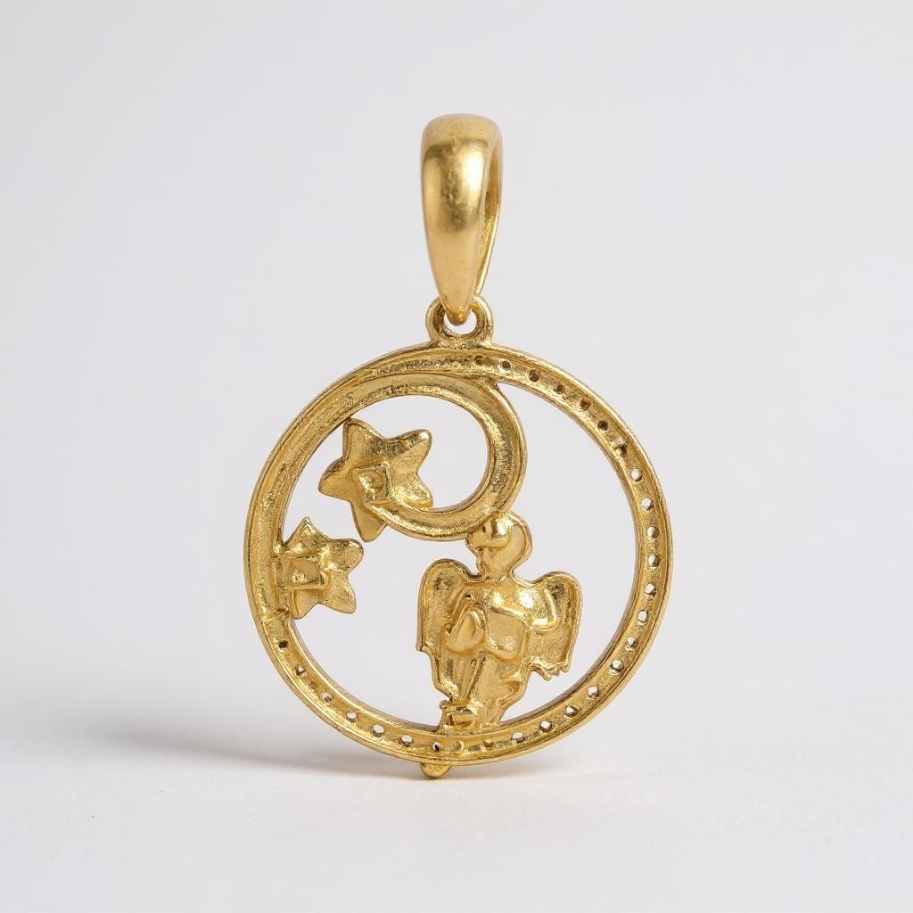 Celestial Angel Pendant – 14K Gold with CZ