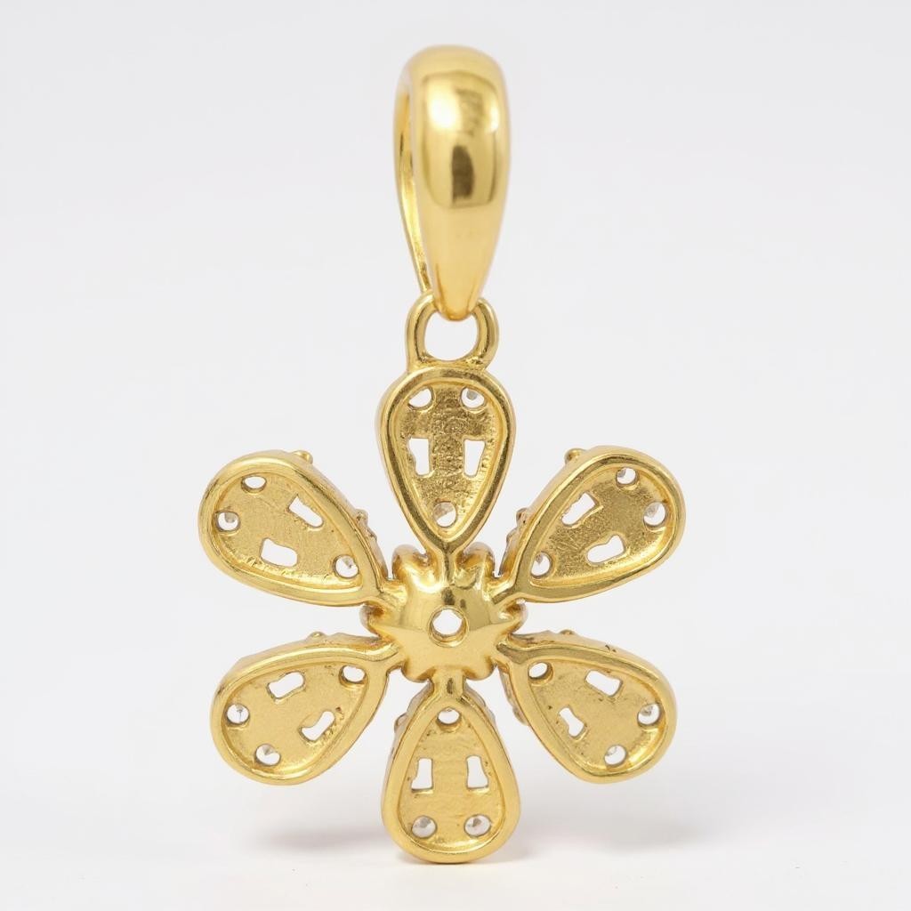 Sparkle Flower Pendant – 14K Gold with CZ