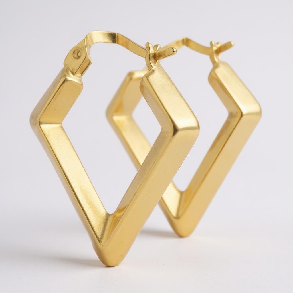 Bold Diamond-Shape Hoop Earrings - 14K Gold
