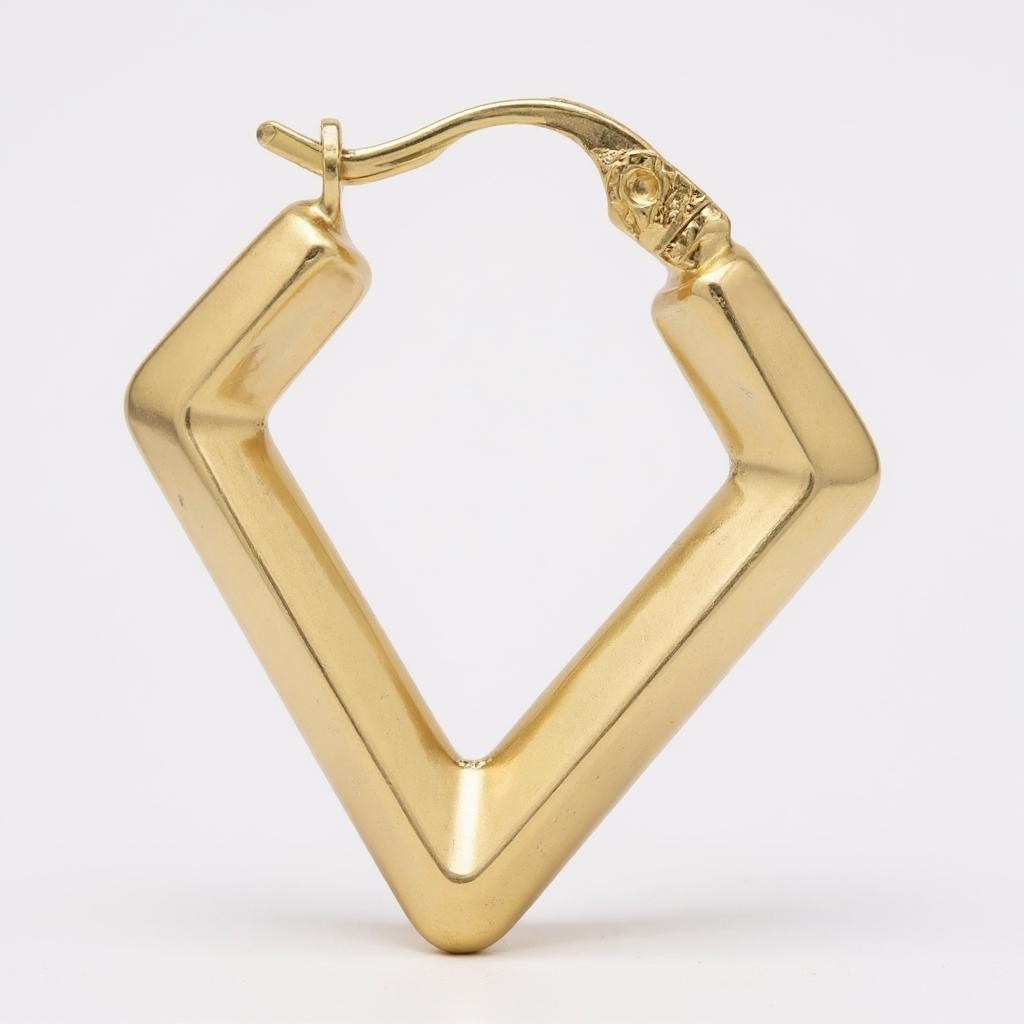 Bold Diamond-Shape Hoop Earrings - 14K Gold