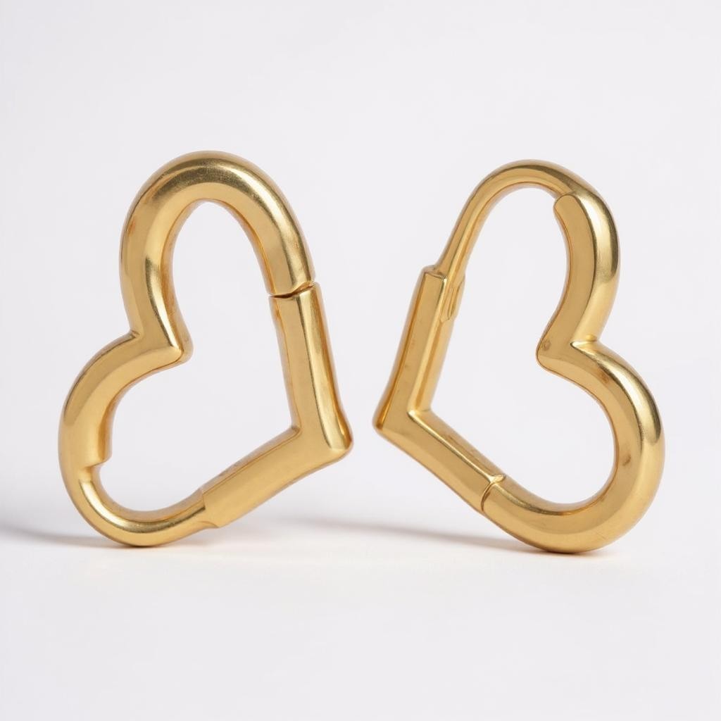 Heart Hoop Earrings – 14K Gold