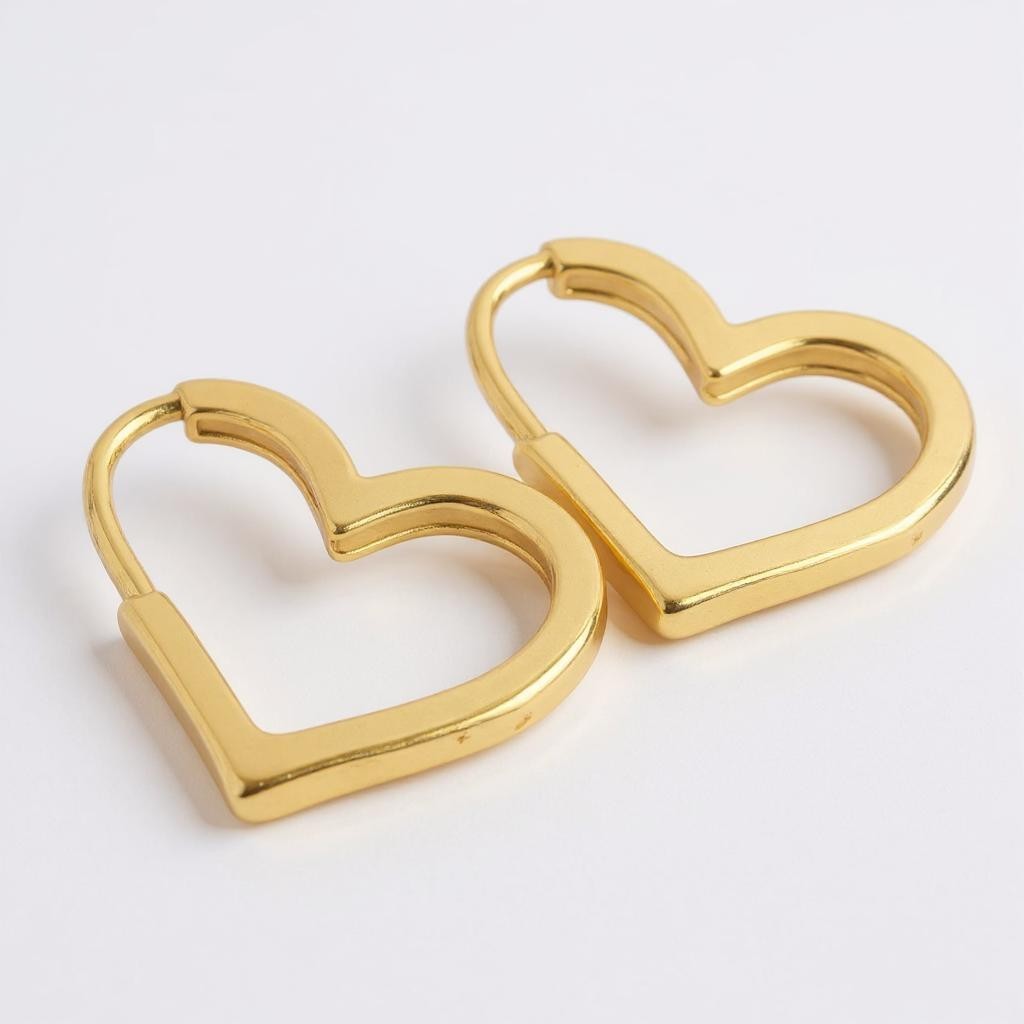 Heart Hoop Earrings – 14K Gold