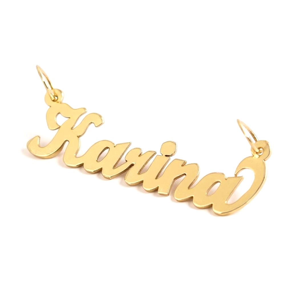 Solid Gold Personalized Name Pendant – High polished Finish, Handcrafted in Cursive